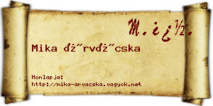 Mika Árvácska névjegykártya
